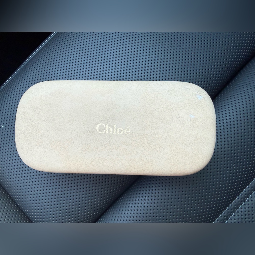 Chloe Sueded Sunglasses Case w Cleaning Cloth in Beige